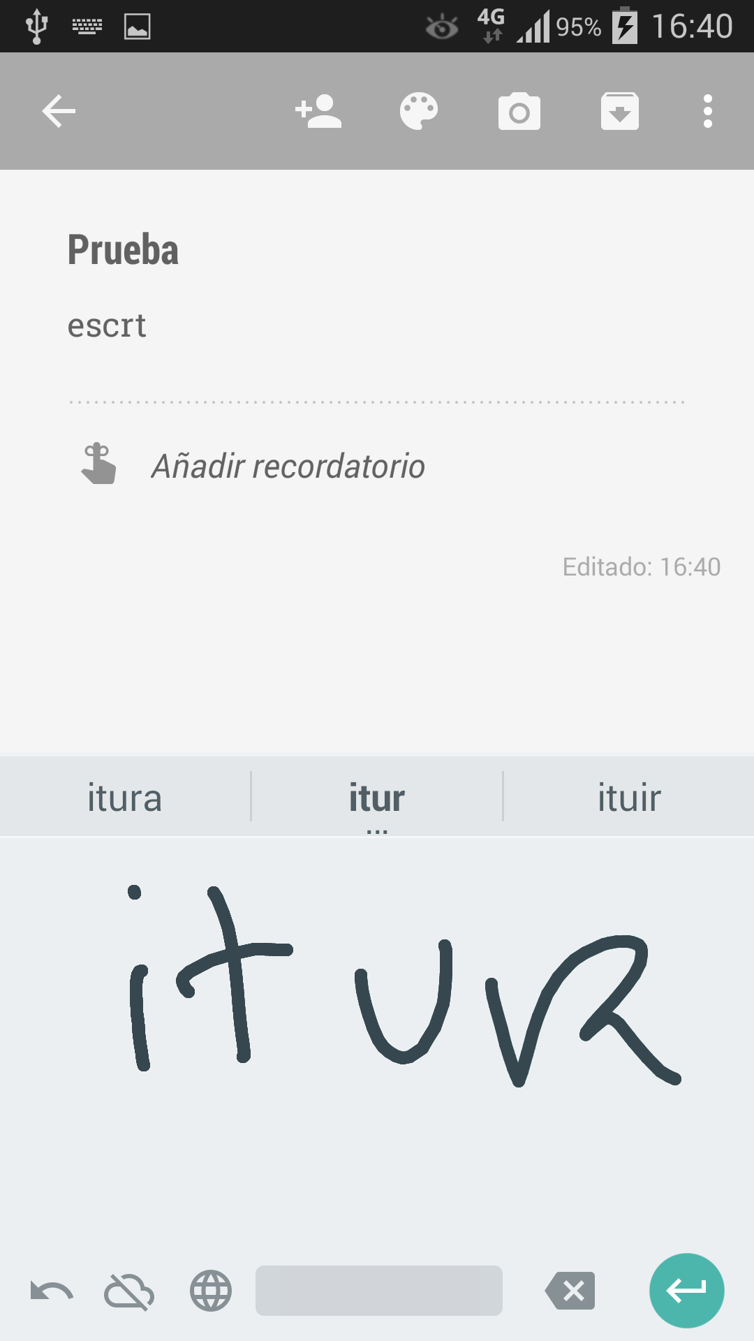 Escritura a mano de Google