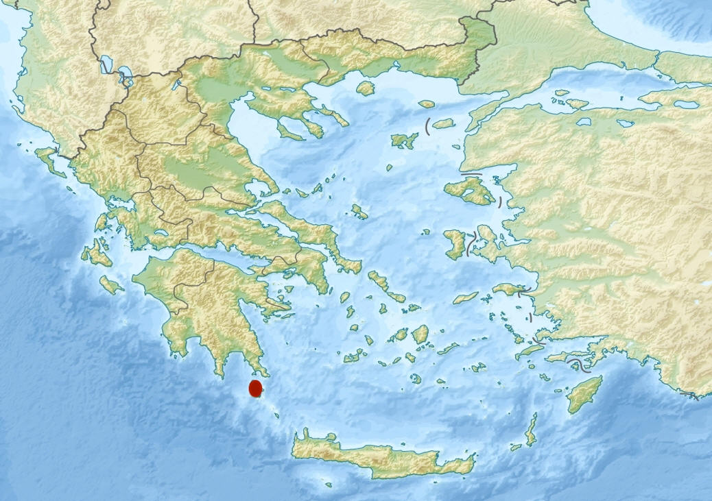 Localización de la isla de  Citerea.